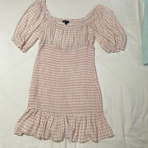 AS U WISH pink and white pattern mini dress